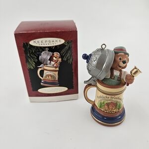 Hallmark Keepsake Ornament with Bear and Mug - Red, Blue, Silver